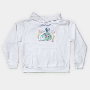 good night cute cat flower Kids Hoodie